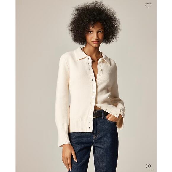 J. Crew Milano Stitch Cinched Waist Cardigan Ivory NWT size Small - Picture 2 of 8